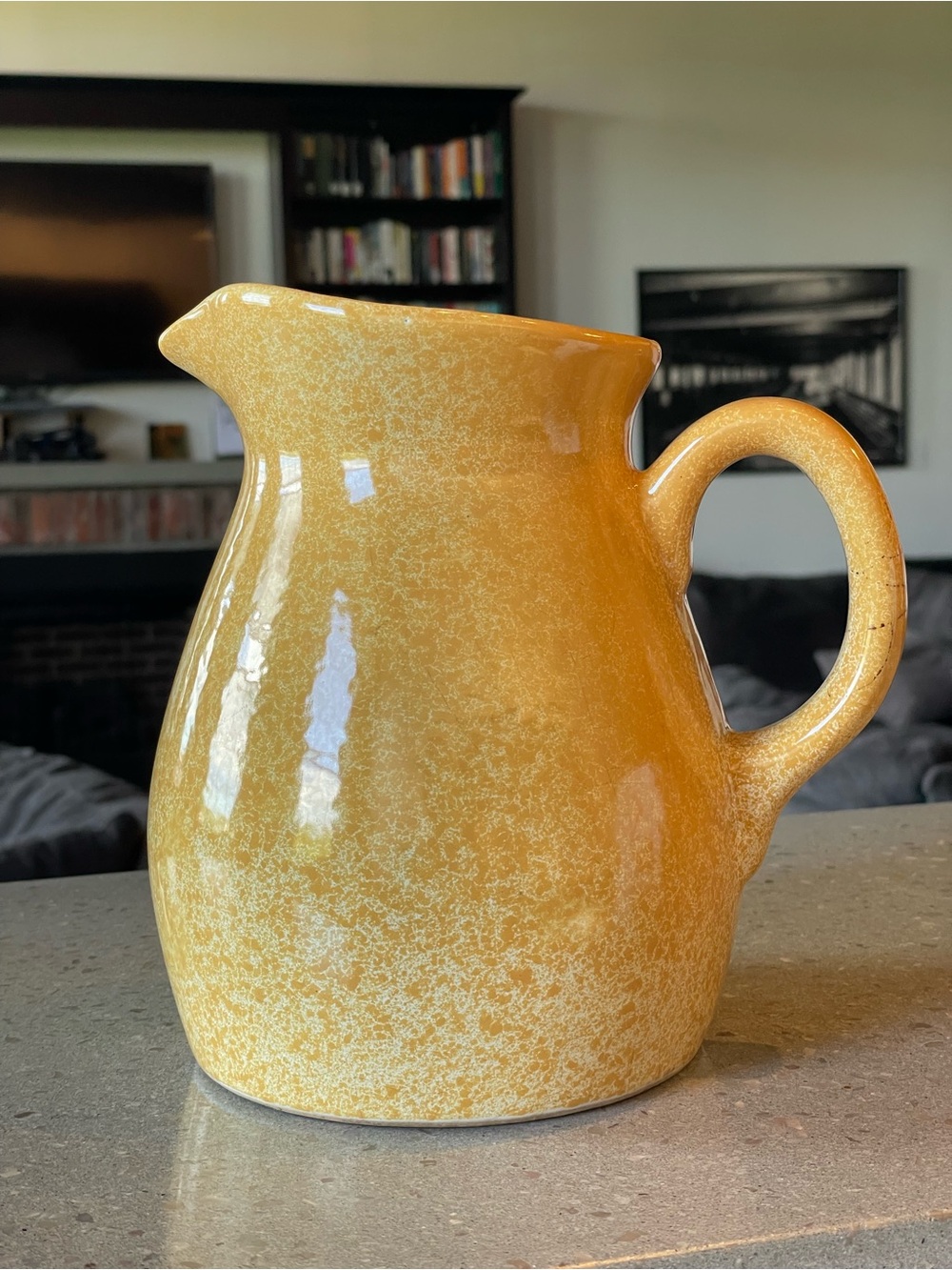 Coche Stoneware by Eurogres Yellow & White Ceramic Pitcher Made in Portugal